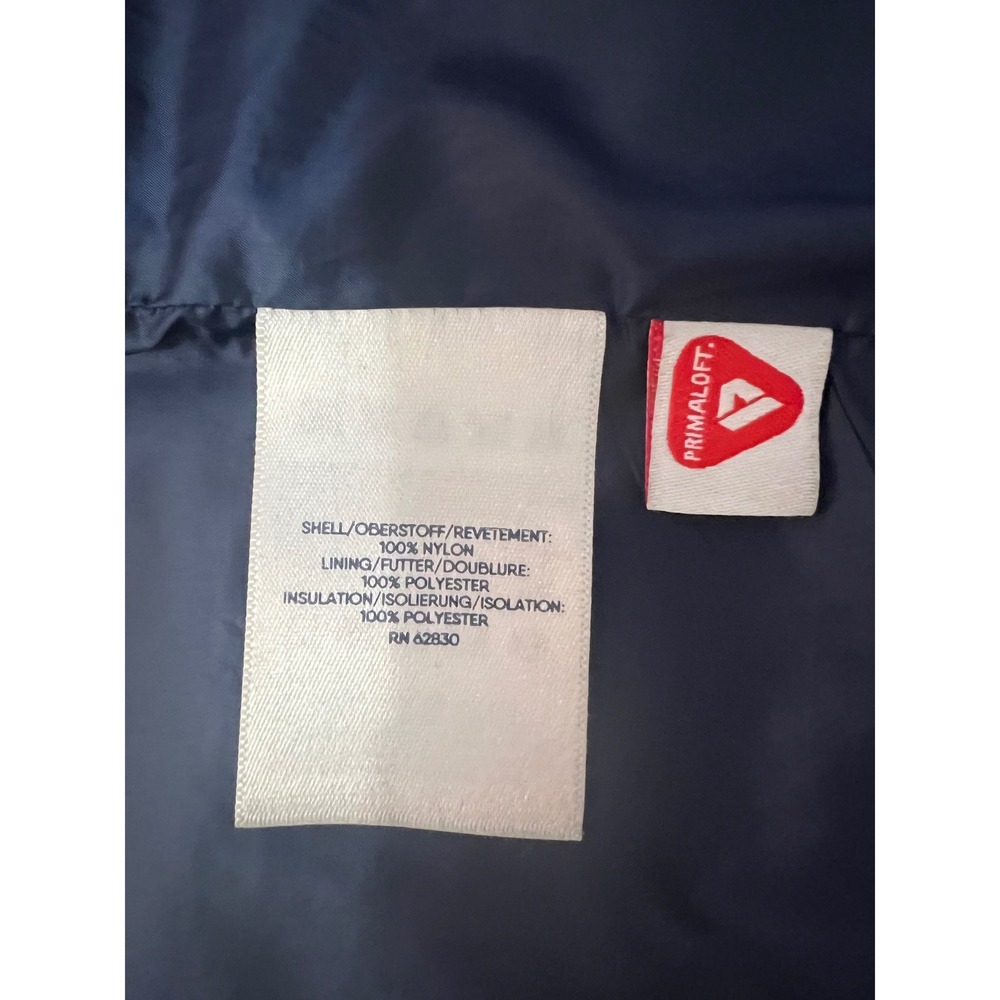 Lands End Kids Navy Blue Primaloft‎ Packable Puffer Jacket Hooded Large 10-12 - Picture 3 of 7